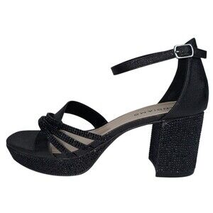 Andiamo Womens Size 9.5 Block Heel Sandals Embellished Sparkle Dressy Black New